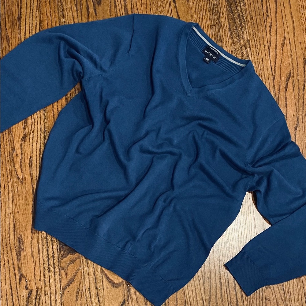 Lands End Supima Cotton V-Neck Sweater